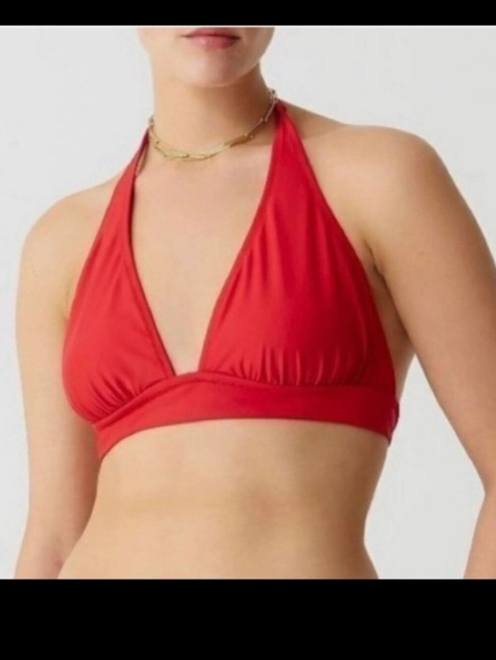 J.CREW NWT Plunge Red Halter Bikini Top Size 2x
